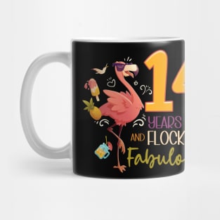 14 Years Old Birtday Flocking Fabulous Flamingo Lover gift for kids Mug